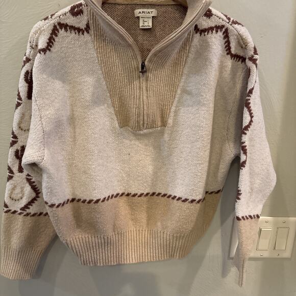 ARIAT Womens Large Southwestern Horse Batwing Sleeve Pullover Sweater Western L - Picture 2 of 9